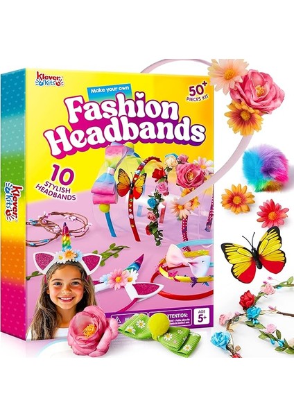 Kits Kızlar Için Kafa Bandı Yapma Kiti Saç Aksesuarları Oyuncaklar 5 Yaş +, Kendi Moda Saç Bantlarınızı Yapın, 5 6 7 8 9 Yaş ve Üzeri Kız Çocuk Doğum Günü Hediyeleri, Çocuklar Için Sanat ve El