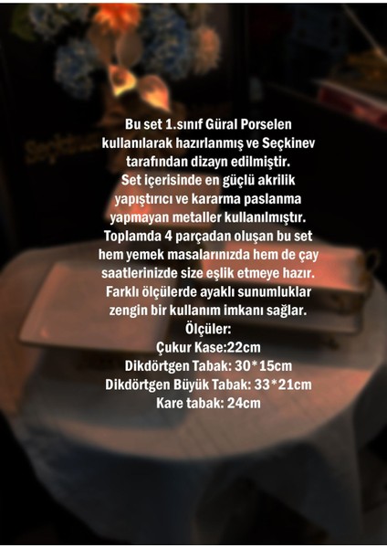 Gümüş Pisa 4 Parça Ayaklı ve Kulplu Krem(Kırık Beyaz) Porselen Sunum Tabağı Set indirimleri