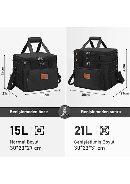Körüklü Termal Termos Çanta, Çift Bölmeli, Genişleyebilen Soğuk Sıcak Tutucu Yalıtımlı Beslenme Çantası, Soğutucu Buzluk Yemek Taşıma Çantası fiyatları