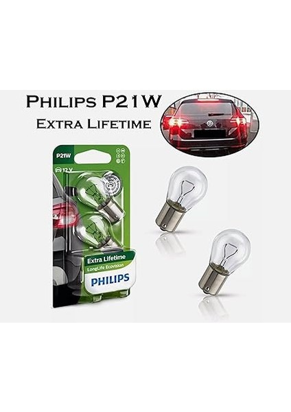P21W Longlife Ecovision Geri Vites Park Ampül Tek Duy, 12V, 2'li Paket Otomotiv Ampulü fiyatları