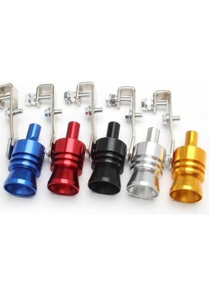 Aparatlı Islık Sesli Orta Egzoz Ucu Turbo Sesi (Krom-Gri)