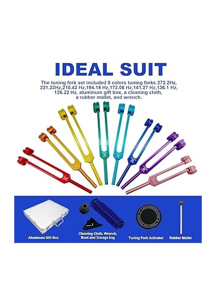 Tuning Çatal Seti, Iyileştirmek Için Yükseltilmiş Ağırlıklı Akort Çatalları, Çakra Şifa Terapisi Için Tuning Çatalı Aktivatörlü Ses Iyileştirme Aletleri Seti, Dna Şifa, Yoga, Meditasyon modelleri