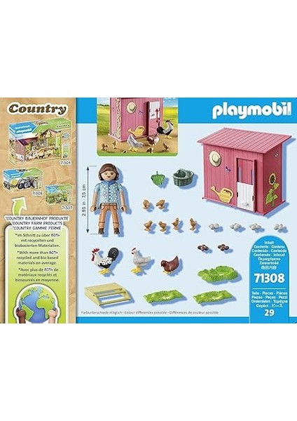 Country 71308 Civcivli Tavuklar, Çiftliğiniz Için Tavuk Ailesi - Horoz, Tavuk ve Civcivli Tavuk Kümesi, 4 Yaşından Büyük Çocuklar Için Oyuncak indirimleri