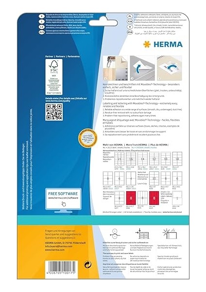 10017 Adres Çıkartması, Dın A4, Çıkarılabilir 99,1 x 42,3 Mm, 25 Yaprak, Kağıt, Mat Kendinden Yapışkanlı, 300 Yapışkan Etiket, Beyaz fiyatları