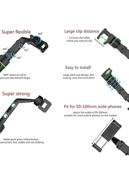 Dikiz Aynası, Koltuk Arkası, Çalışma Masası Telefon Tutucu, Standart, Iphone, Samsung, Xiaomi, Huawei Uyumludur, 360 Dönebilen Çok Fonksiyonlu Akrobat Telefon Tutucu fırsatları