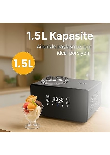 Gelato Plus Dondurma Makinesi - 3 Farklı Hız Ayarı, Kompresörlü Soğutma, Gelato, Sorbe, Frozen, Dondurma, Milkshake, Yoğurt- Paslanmaz Çelik Gövde - 1.5 Litre Kapasite modelleri