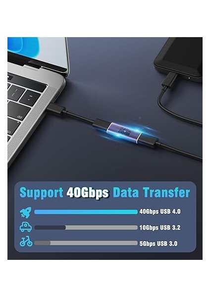 USB C Female To Female Adapter, USB C Coupler Supporting 240W Fast CHARGING/40GBPS Data Transfer, USB Type C Extender With 8K@60Hz Video For Macbook, Ipad, Thunderbolt 4/3-2 Pack, Dark Purple fiyatları