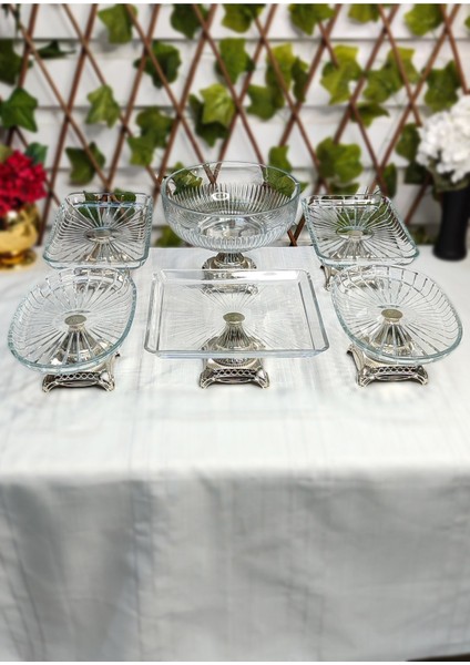 Seçkinev Flow 6 Parça Ayaklı Masa Sunum Tabağı Set