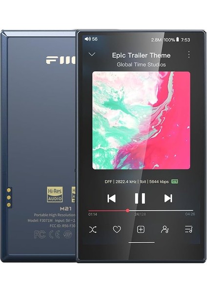 M21 Android 13 Taşınabilir Müzik Çalar Mp3 Walkman Snapdragon 680 4* CS43198 Dac Cips Hi-Res Ses Dsd Bluetooth Ldac (Mavi-Siyah)