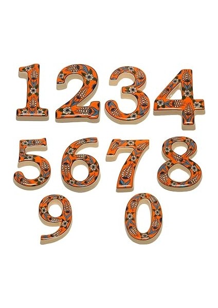 Kapı Numarası Seramik Lale Desenli Çeşitli Renklerde (9, Turuncu) fırsatları