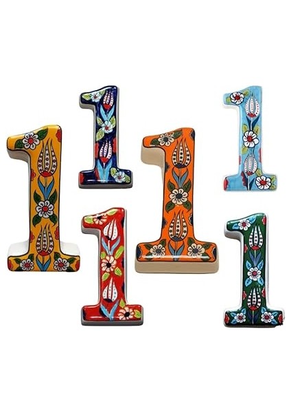 Kapı Numarası Seramik Lale Desenli Çeşitli Renklerde (9, Turuncu) indirimleri