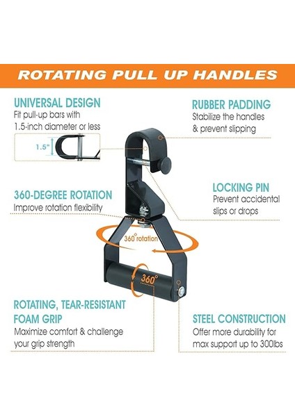 Döner Barfiks Sapları, Kaymaz, Köpük Saplar, 300 Kg'a Kadar Kapasite, 1 Çift modelleri