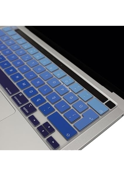 Macbook Pro 13INÇ M1-M2 Klavye Koruyucu Ombre Türkçe Q (Touchbarlı) A2338 A2289 A2251 A2141 ile Uyumlu Lacivert Mavi fırsatları