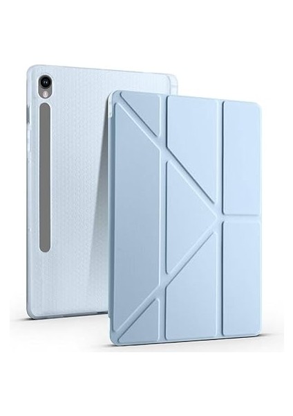 Galaxy Tab S9 Fe X510 X516 ile Uyumlu Kılıf Kalem Bölmeli Trifolding Case Mavi fiyatları