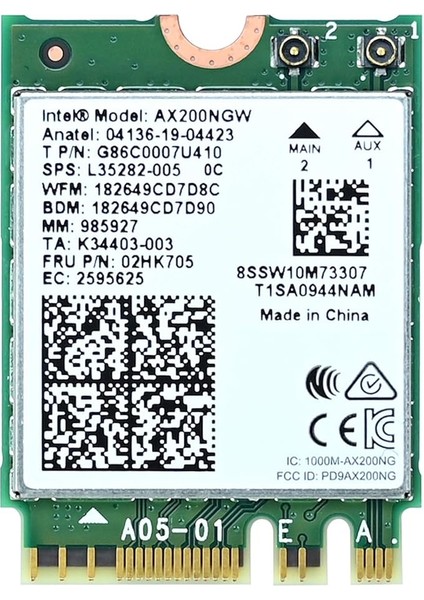 Wifi 6 AX200 Ngw Wifi Kartı Pc Çift Bant 5ghz 2400MBPS/ 2.4ghz 574MBPS Kablosuz Wifi Ağ Adaptörü, Bluetooth 5.0 Destekler | Mu-Mımo | Yalnızca Win 10 (32/64 Bit) Destekler