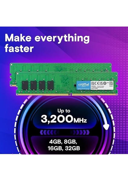 Ram CT2K32G4DFD832A 64GB (2X32GB) Ddr4 3200 Mhz CL22 Masaüstü Bellek Kiti fiyatları