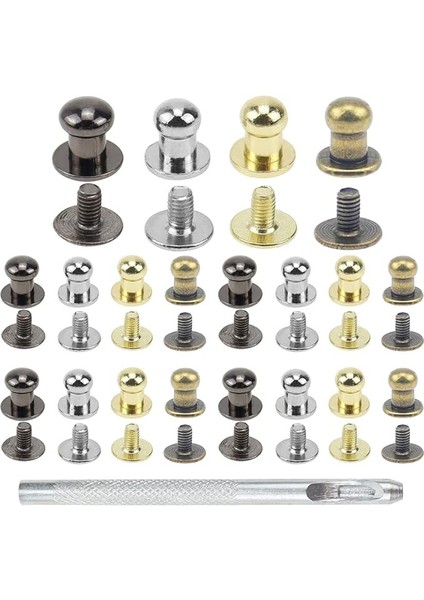 Deri Perçinler 80 Parça Vida Perçinler 5 mm Başlı Perçinler Vidalı Kapaklı Mantar Başlı Vidalar Kendin Yap El Sanatları Deri Çanta Ayakkabı Kemer Onarım Dekorasyon