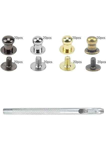 Deri Perçinler 80 Parça Vida Perçinler 5 mm Başlı Perçinler Vidalı Kapaklı Mantar Başlı Vidalar Kendin Yap El Sanatları Deri Çanta Ayakkabı Kemer Onarım Dekorasyon fiyatları