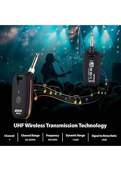 Kablosuz Gitar Sistemi Taşınabilir Uhf Gitar Verici Alıcı Seti Elektro Gitar Bas Için Elektrikli Nefesli Çalgılar Gerçek Zamanlı Iletim Tak ve Çalıştır 6 Saat Uzun Pil Ömrü modelleri