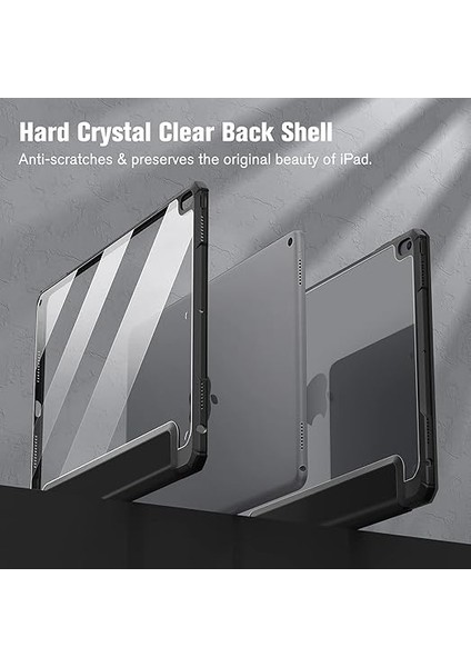 iPad Air 3. Nesil 10,5 Inç 2019 / iPad Pro 10,5 Inç 2017 Için Hibrid Ince Kılıf - [dahili Kalem Tutucu] Şeffaf Arka Kabuklu Darbeye Dayanıklı Kılıf, Siyah indirimleri