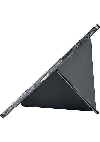 Lenovo Idea Tab Pro 12,7 Inç 2025 (TB-373FU/ TB-375FC) ile Uyumlu Kılıf Üçgen Tri Folding Kalem Bölmeli Standlı Kılıfı (Siyah) modelleri
