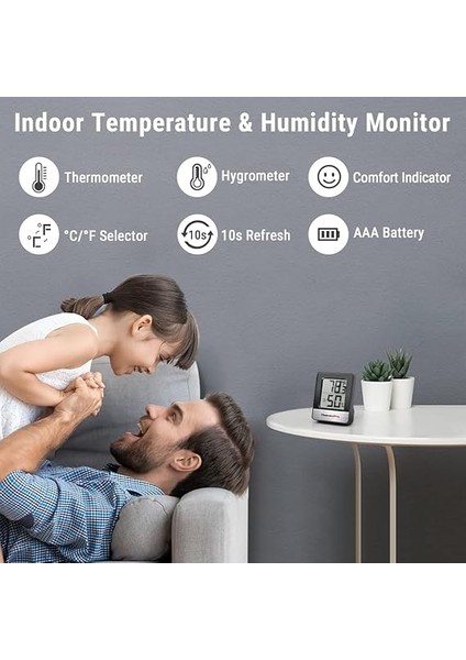 TP49 2 Parça Dijital Higrometre Iç Mekan Termometresi Nem Ölçer Oda Termometresi Sıcaklık ve Nem Monitörü ile Mini Higrometre Termometre Siyah Hava Istasyonu fiyatları