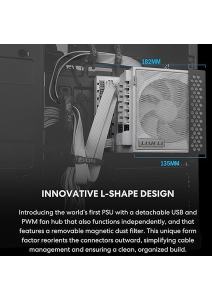 Li Edge SERISI-1000W Tam Modüler Güç Kaynağı (Fan Hub Dahil) - Gold-Atx 3.0, 3.1-Pcıe 5.1-L-Şekilli Çift Bölmeli Kasa Için TASARIM-120MM Fdb Fan-4 USB Aygıtına Kadar Destekler - Siyah modelleri