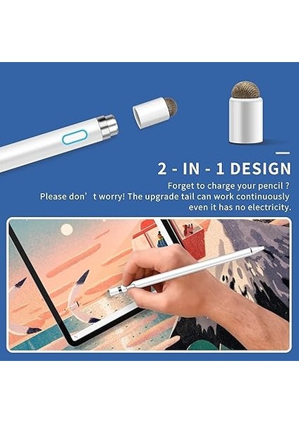 Aktif Kapasitif Kalem iPad Stylus Ios Android Uyumlu Tablet Boyama Kalemi Dokunmatik Ekran Kalemi Stylus Kalem Kumaş Kafa Evrensel Beyaz fırsatları