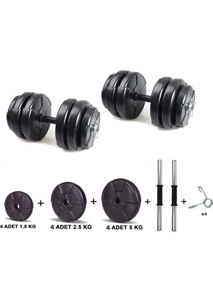 36 kg (2x 18KG) Dambıl Seti Siyah fiyatları