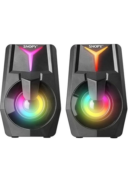 Snopy Snopy SN-X22 Style 2.0 Multimedia LED Işıklı 3W*2 Siyah USB Gaming Speaker Hoparlör modelleri
