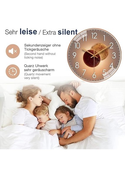 30 cm Modern Kuvars Sessiz Duvar Saati, Tik Tak Sesi Çıkarmayan, Mutfak, Oturma Odası, Oda, Ofis Için (Altın) fiyatları