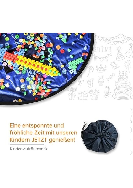 Çocuk Tidy Up Çanta Bebek Oyuncak Depolama Oyun Mat Taşıma Kolu Oyun Mat Saklama Çantası Çocuk Oyuncak Saklama Çantası (150 cm Koyu Mavi) fiyatları