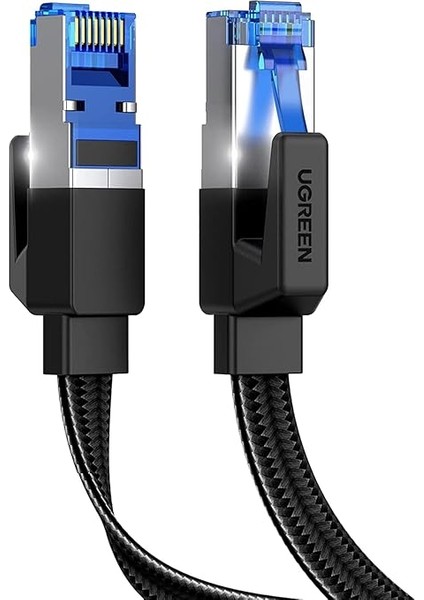 Cat8 RJ45 Ethernet Kablosu Düz Örgülü 40GBPS 2000MHZ Ps5, Ps4, Sky Box, Xbox, Smart Tv, Switch, Router Vb. ile Uyumlu (1m)