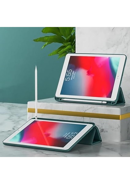 Samsung Galaxy P610 ile Uyumlu Tab S6 Lite 10.4 Kılıf Kalem Koyma Bölmeli Stand Olan Uyku Modlu Suni Deri, Yarı Transparan Silikon Arka Yüzey Ergonomik Yapılı, Attravtive Smart Cover modelleri