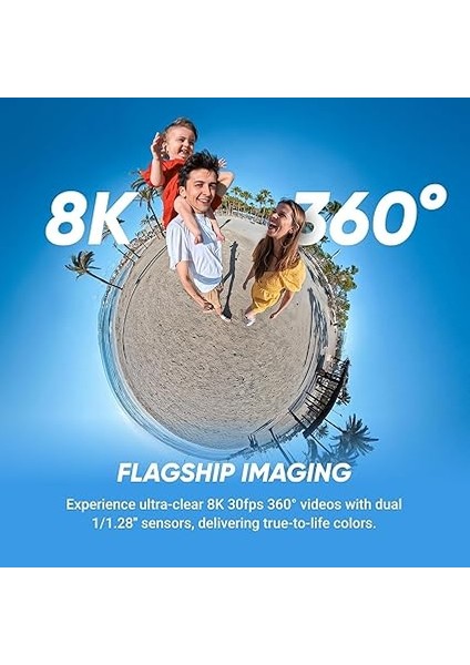 X5 Standart Paket - 8k 360 Derece Aksiyon Kamerası, Üç Kı-Power &amp; Değiştirilebilir Objektif Taşıma Çantası ile fiyatları
