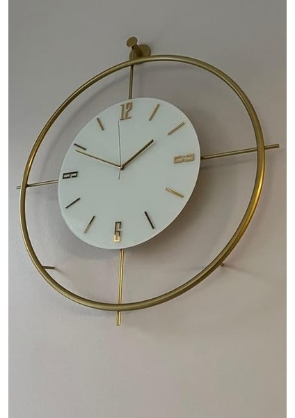 Kristal 60 cm Gold - Pilli LED (3ADET Pil ile Geldmektedir) - Metal Duvar Saati modelleri