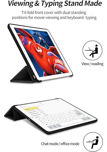 iPad 6. Nesil 2018 9,7 Inç/ipad 5. Nesil 2017 9.7 Inç Için Kılıf, Hafif Ayaklı Koruyucu Kılıf [otomatik Uyku/uyandırma] Esnek Yumuşak Tpu Arka Kapak Deri Kılıf, Siyah indirimleri