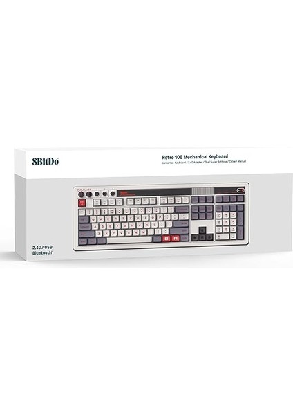 Tuşlu ve Entegre Numaralı 8bitdo Retro 108 Mekanik Klavye, Bluetooth/2.4g/usb-C Windows ve Android Için Sıcak Değiştirilebilir Kablosuz Oyun Klavyesi - N Edition - Qwerty Ingilizce Klavye indirimleri