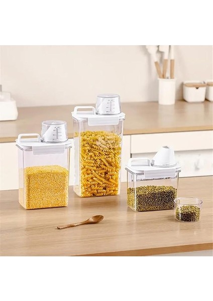 Home Mika Sızdırmaz Ölçekli Deterjan ve Kuru Bakliyat Saklama Kabı, Çok Amaçlı, Gıda Güvenliği ve Hijyen Için Ideal, Mutfak ve Çamaşır Odası Düzenleyici (2300 Ml)