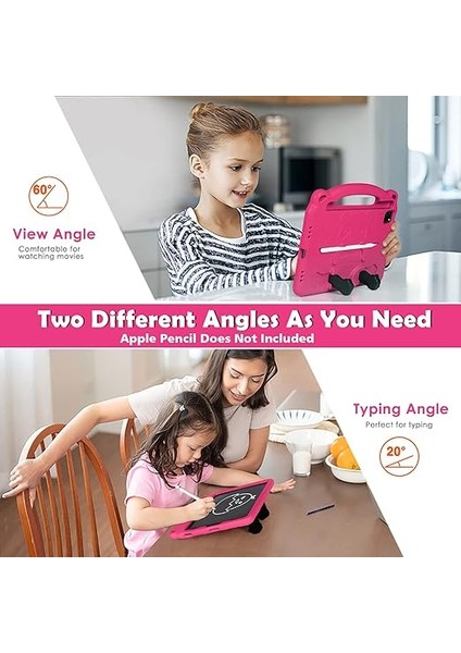 Kılıf 10.9 Inç iPad Air 5. ve Air 4. Nesil (2022/2020), iPad Pro 11 Inç 2021/2020/2018, Eva Darbeye Dayanıklı Hafif Çocuk Çantası, Omuz Askılı ve Kalemlikli (Pembe) modelleri