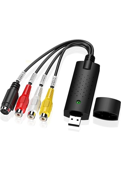 Grabber Video Kayıt Kartı Capture Card Vhs Dijitalleştirme, USB Video Kaydedici Vhs Audio Video Grabber Dönüştürücü, Analogdan Dijitale, Vhs/vcr/tv'den Dvd'ye Dönüştürücü, Windows Mac Için