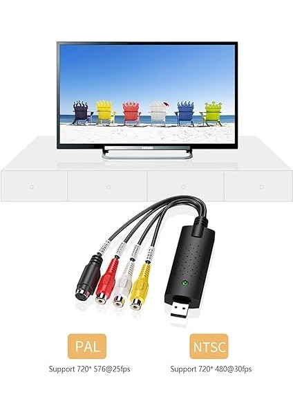 Grabber Video Kayıt Kartı Capture Card Vhs Dijitalleştirme, USB Video Kaydedici Vhs Audio Video Grabber Dönüştürücü, Analogdan Dijitale, Vhs/vcr/tv'den Dvd'ye Dönüştürücü, Windows Mac Için indirimleri