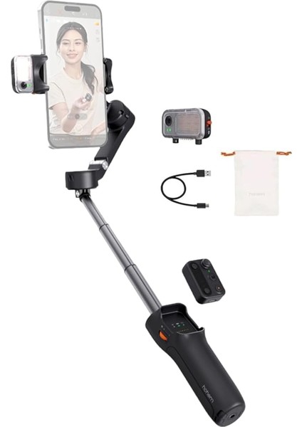 Isteady V3 Gimbal Akıllı Telefon Için – 3 Eksenli Stabilizatör, Manyetik Aı Izleyici, Dolum Işığı, Çıkarılabilir Kontrolör, Entegre Uzatma Çubuğu ve Canlı Yayın ve Vlog Için Tripod