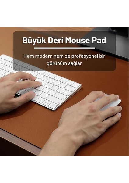 Deer Pu Deri Mouse Pad Dikişli Kenar Dayanıklı Büyük Boy Çift Yönlü Kullanım Ofis Masa Matı Sümen(Kahverengi, 90X40 Xl) modelleri