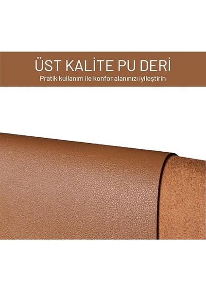 Deer Pu Deri Mouse Pad Dikişli Kenar Dayanıklı Büyük Boy Çift Yönlü Kullanım Ofis Masa Matı Sümen(Kahverengi, 90X40 Xl) fırsatları