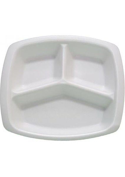 Tek Kullanımlık Köpük 3 Bölmeli Tabldot Köpük Tabak - 23.5X25 Cm. - 10 Adetlik 5 Paket fırsatları