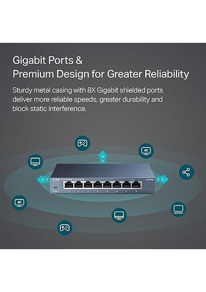TL-SG108, 8-Port 10/100/1000 Mbps Gigabit Ethernet Switch 5 V Harici Güç Adaptörü fiyatları
