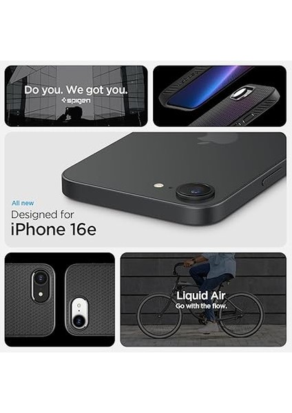 iPhone 16E Ince Kılıf Liquid Air Hava Kanalı Teknolojisi™ Askeri Sınıf Koruma Matte Black Dokulu Yüzey Kapak - ACS09161 fiyatları