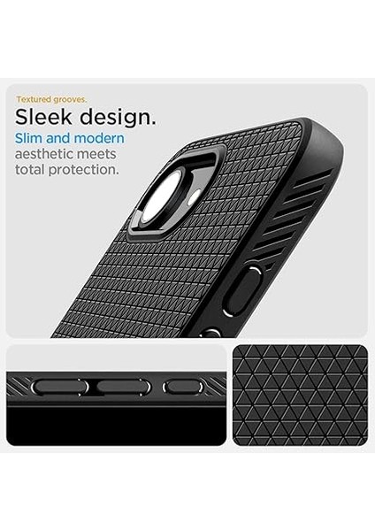 iPhone 16E Ince Kılıf Liquid Air Hava Kanalı Teknolojisi™ Askeri Sınıf Koruma Matte Black Dokulu Yüzey Kapak - ACS09161 fırsatları