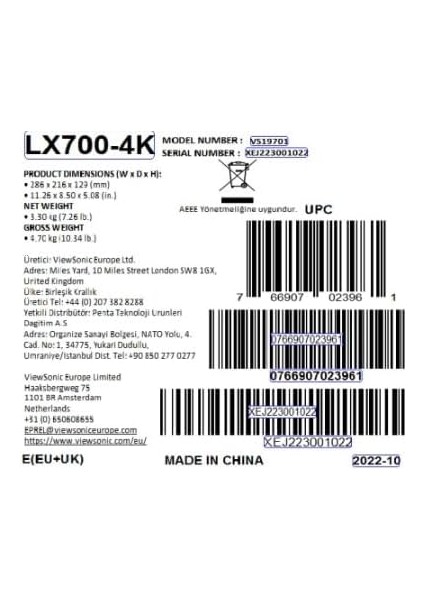 LX700-4KRGB 4K Hdr 5200 Rgb Lazer Lumen 240HZ 30.000SAAT Ev Sınema Gamıng Projeksıyon fiyatları